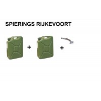 Jerrycan 2x 20L staal gebruikt  en 1x schenktuit inc verzenden (NL)